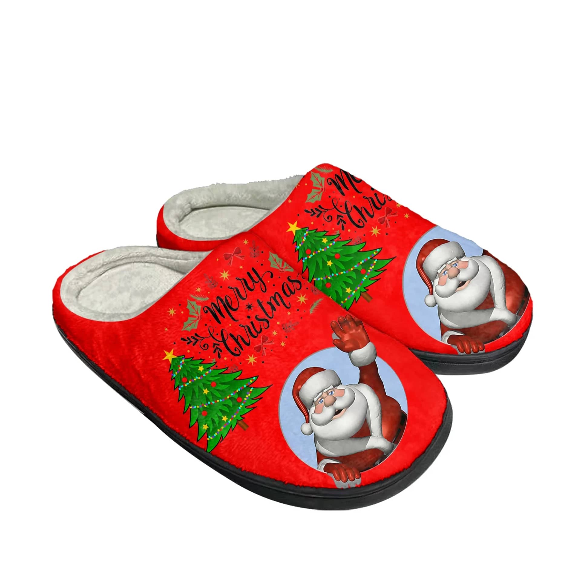 Merry Christmas Santa Claus Red Shoes Slippers