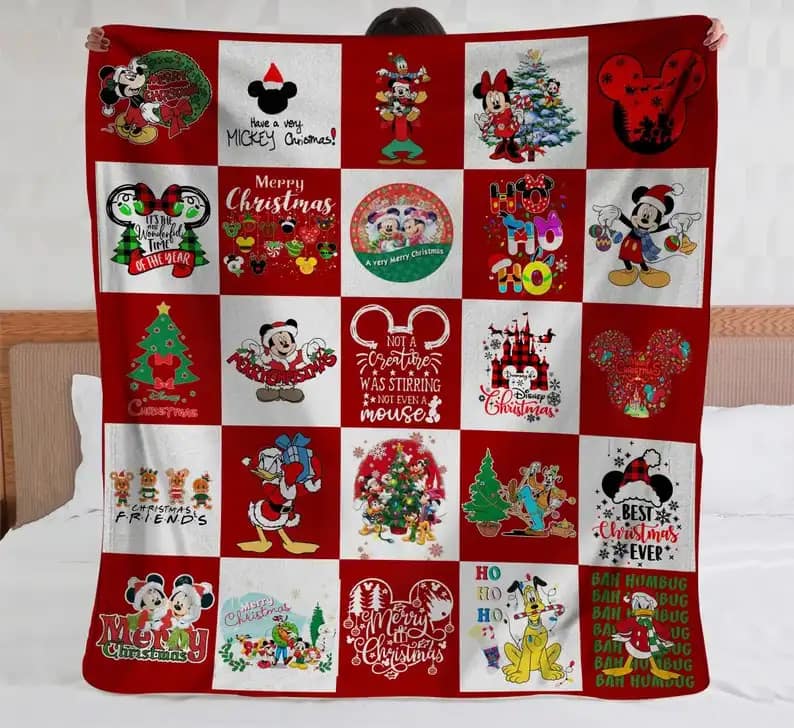 Mickey And Friends Christmas Bedding Decor Sofa Amazon Fleece Blanket