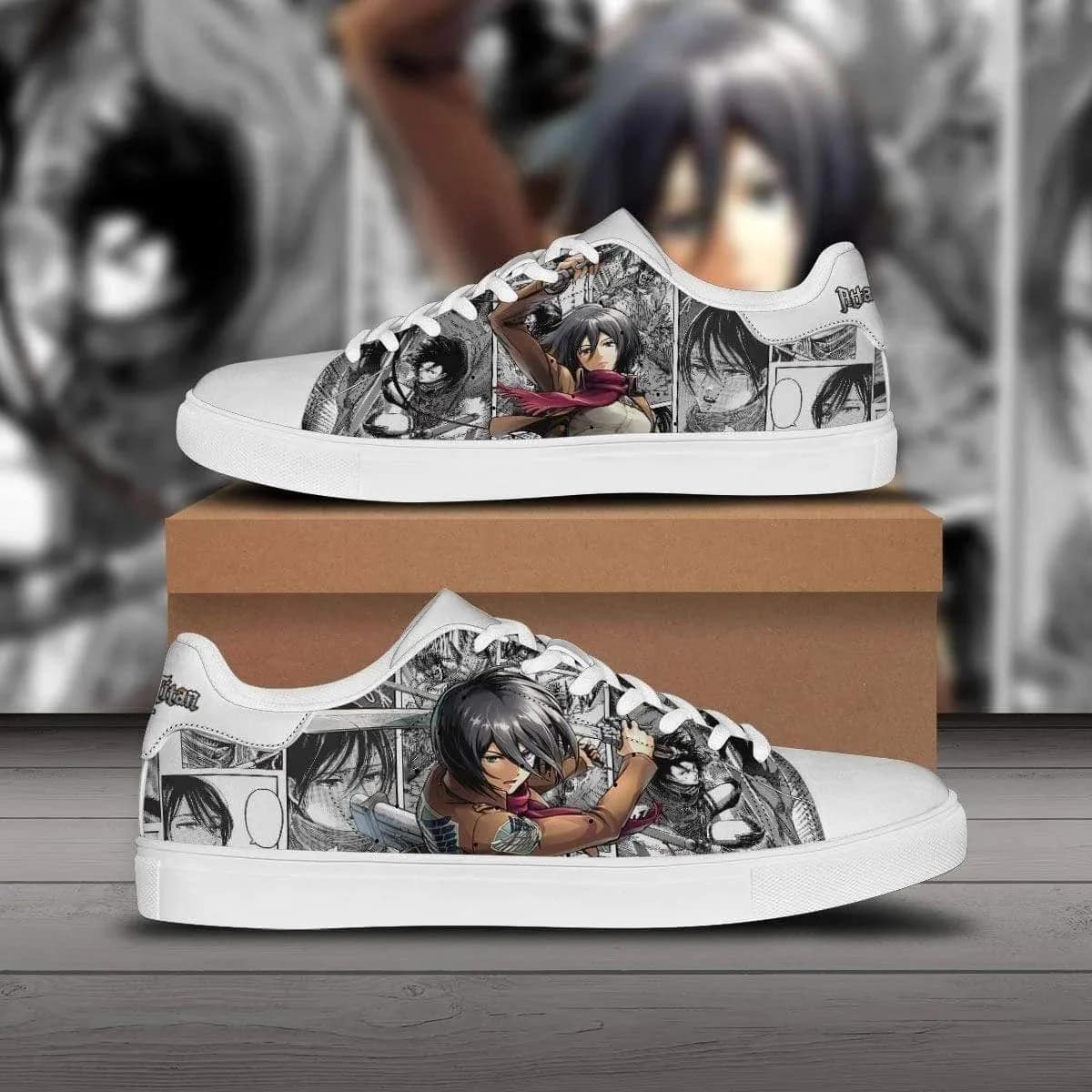 Mikasa Ackerman Attack On Titan Anime Custom Stan Smith Shoes