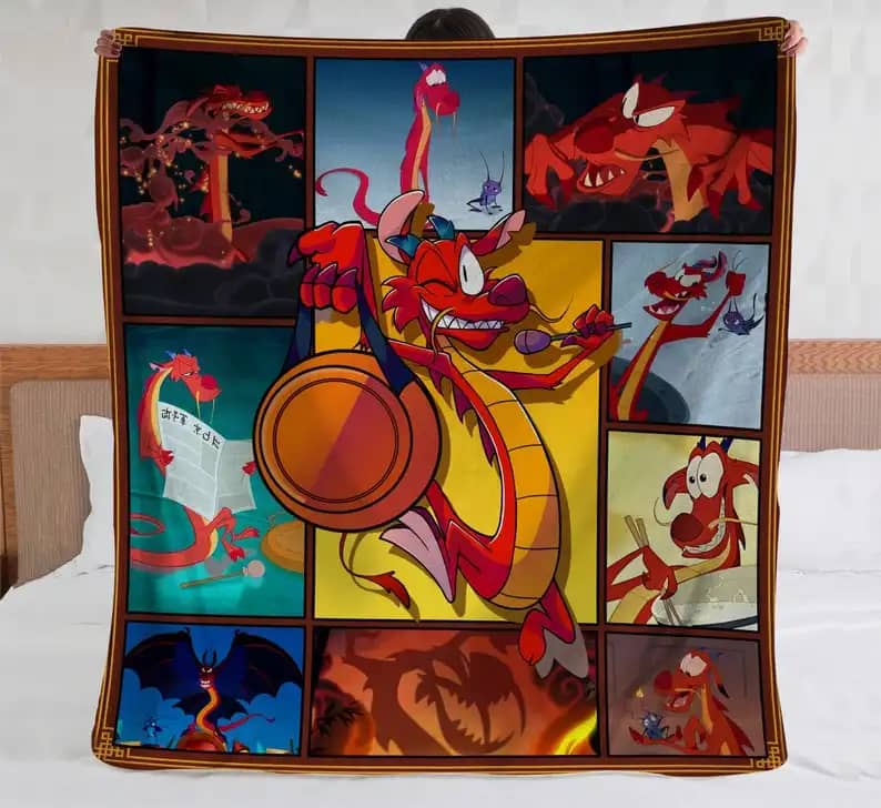 Mushu Dragon Disney Bedding Decor Sofa Amazon Fleece Blanket