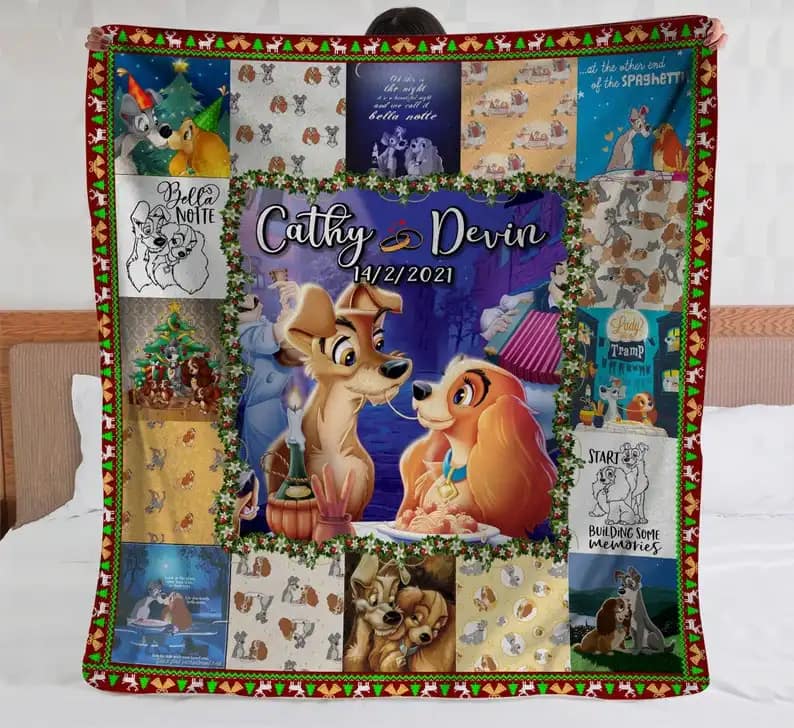 Personalized Lady And The Tramp Bedding Decor Sofa Amazon Fleece Blanket