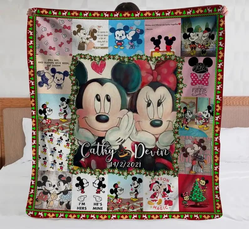 Personalized Mickey Minnie Mouse Couple Bedding Decor Sofa Amazon Fleece Blanket