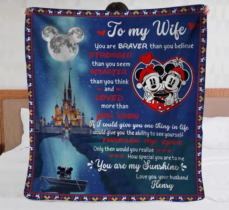 Personalized To My Wife Mickey And Minnie Bedding Decor Sofa Amazon Fleece Blanket