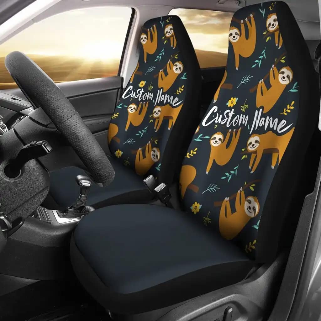 Sloth Universal Front Car Seat Covers