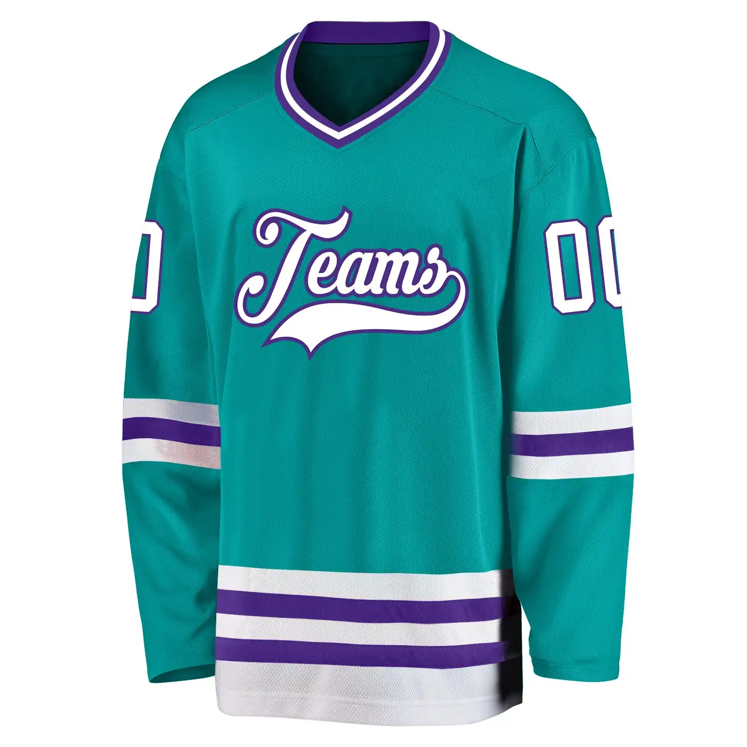 Inktee Store - Stitched And Print Aqua White-Purple Hockey Jersey Custom Image