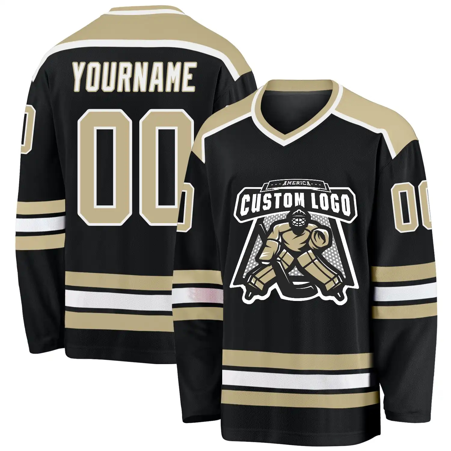 Stitched And Print Black Vegas Gold-white Hockey Jersey Custom