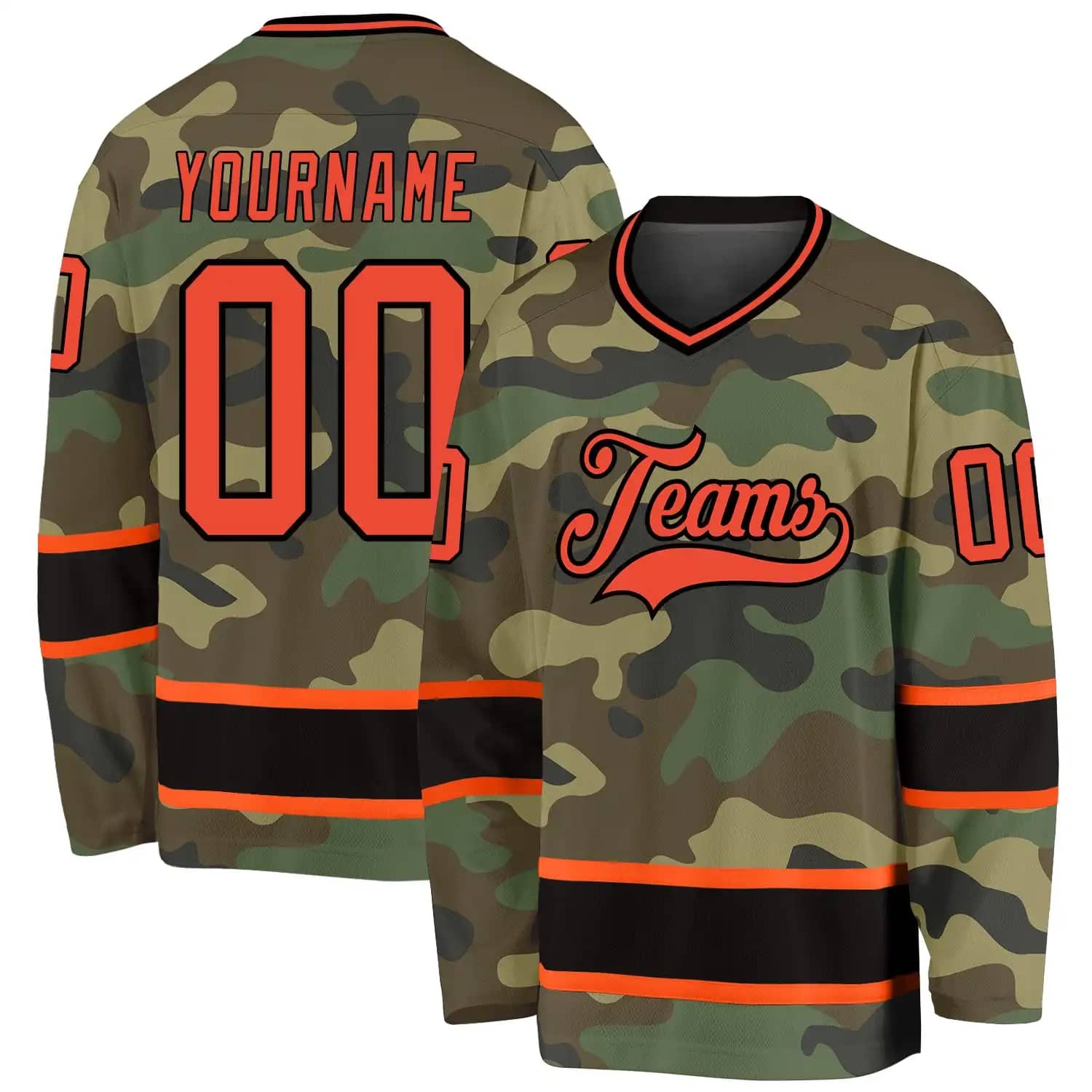 Stitched And Print Camo Orange-black Salute To Service Hockey Jersey Custom