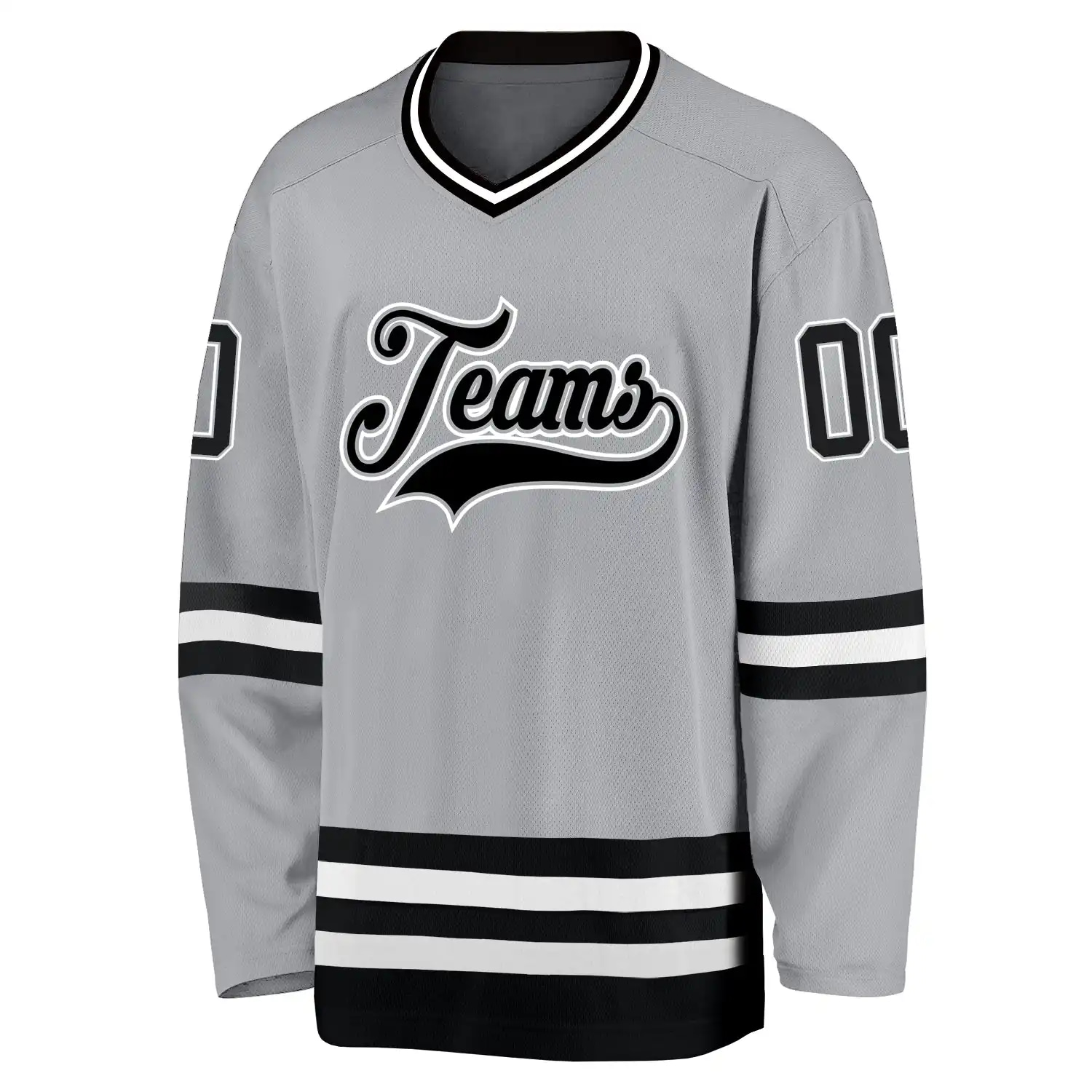 Inktee Store - Stitched And Print Gray Black-White Hockey Jersey Custom Image