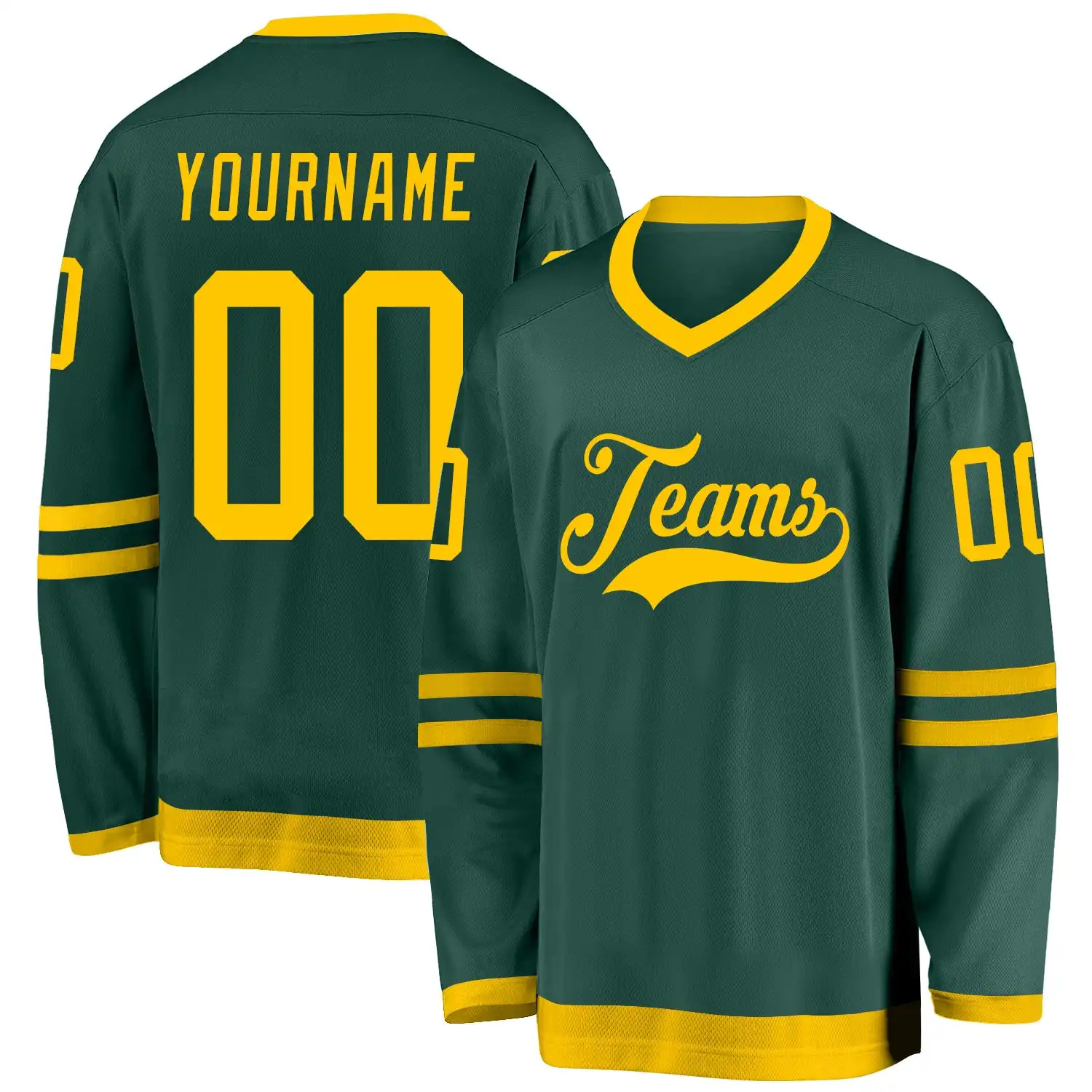 Stitched And Print Green Gold Hockey Jersey Custom