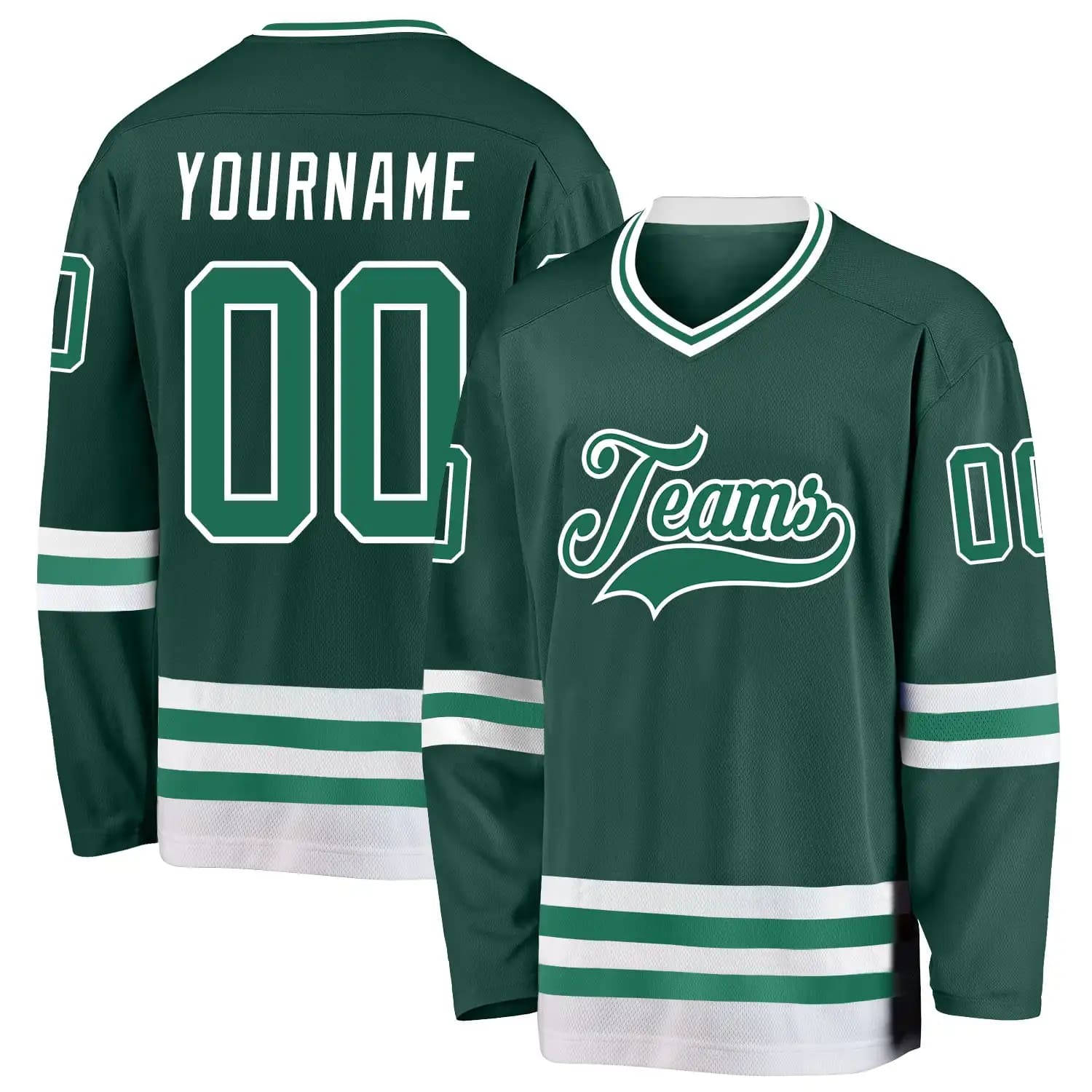 Stitched And Print Green Kelly Green-White Hockey Jersey Custom