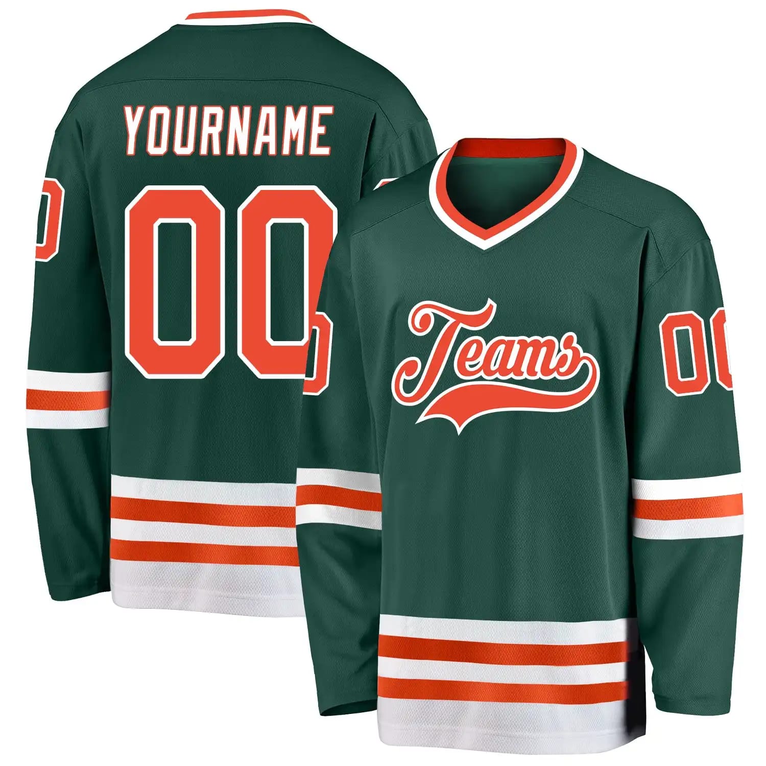 Stitched And Print Green Orange-white Hockey Jersey Custom