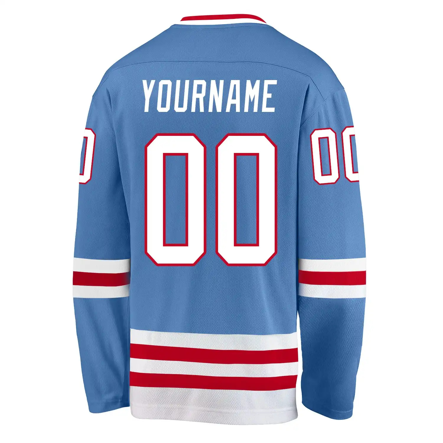 Inktee Store - Stitched And Print Light Blue White-Red Hockey Jersey Custom Image