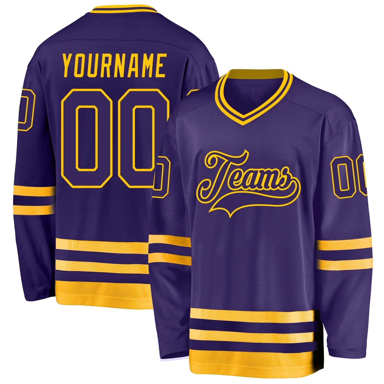 Stitched And Print Purple Purple-gold Hockey Jersey Custom