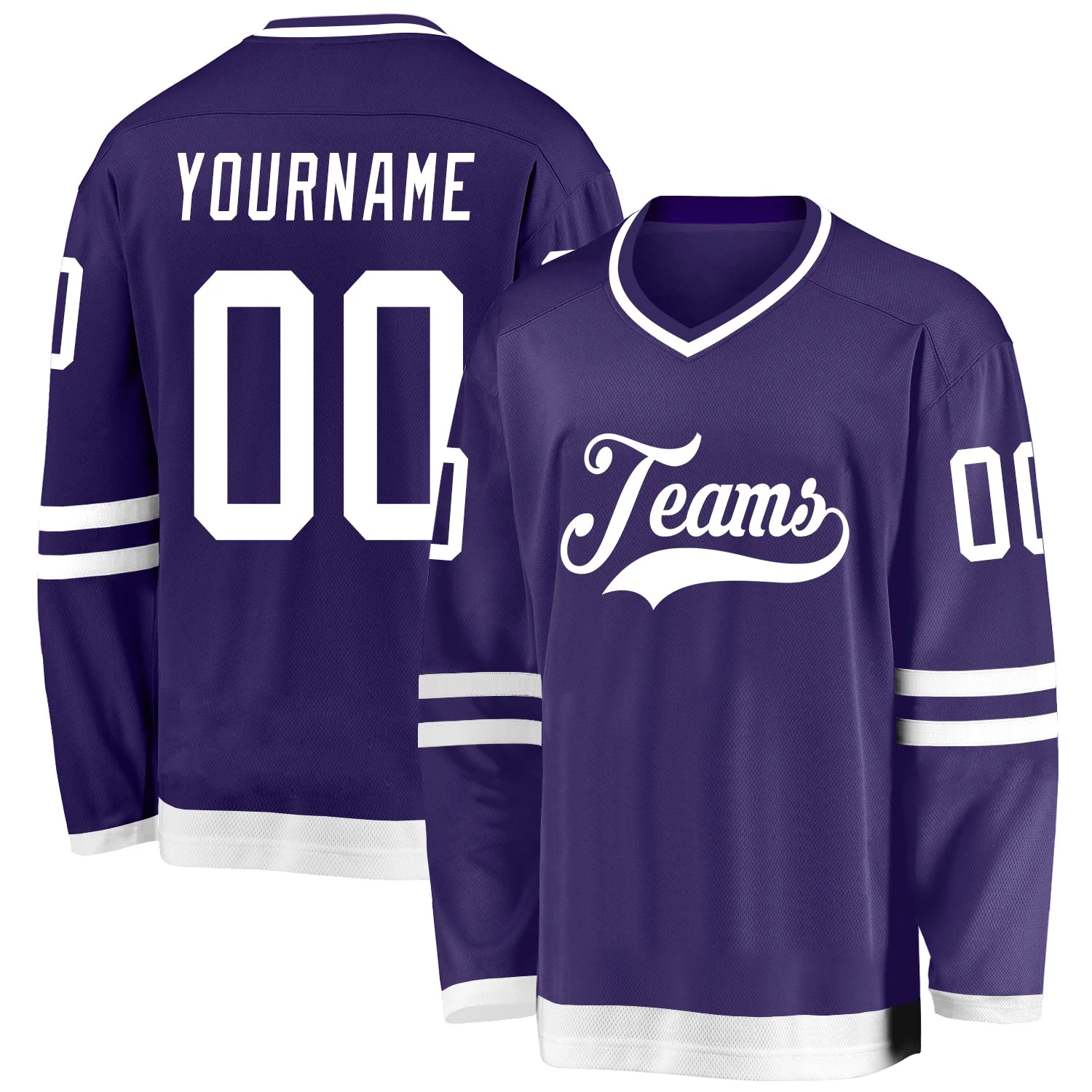 Stitched And Print Purple White Hockey Jersey Custom