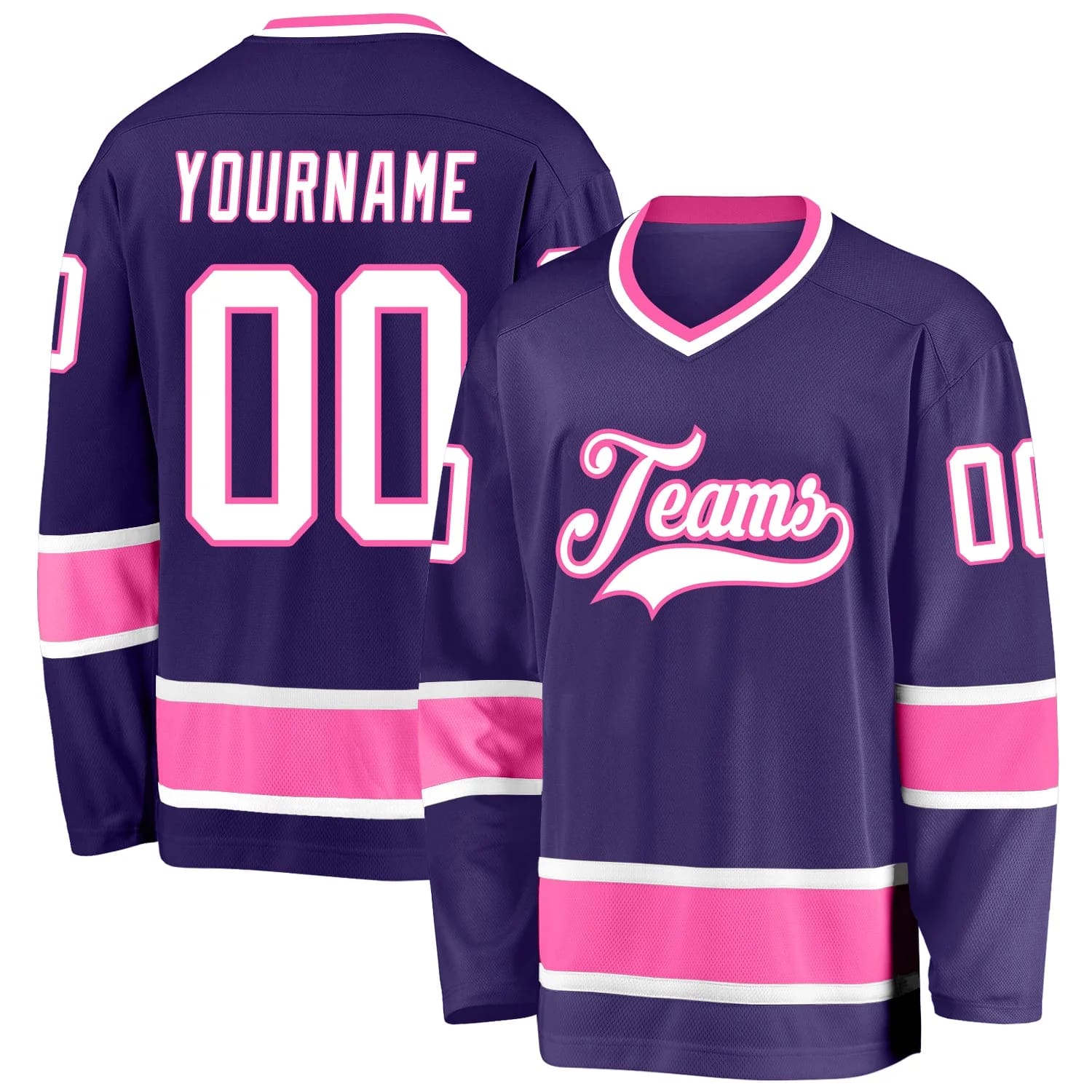 Stitched And Print Purple White-pink Hockey Jersey Custom