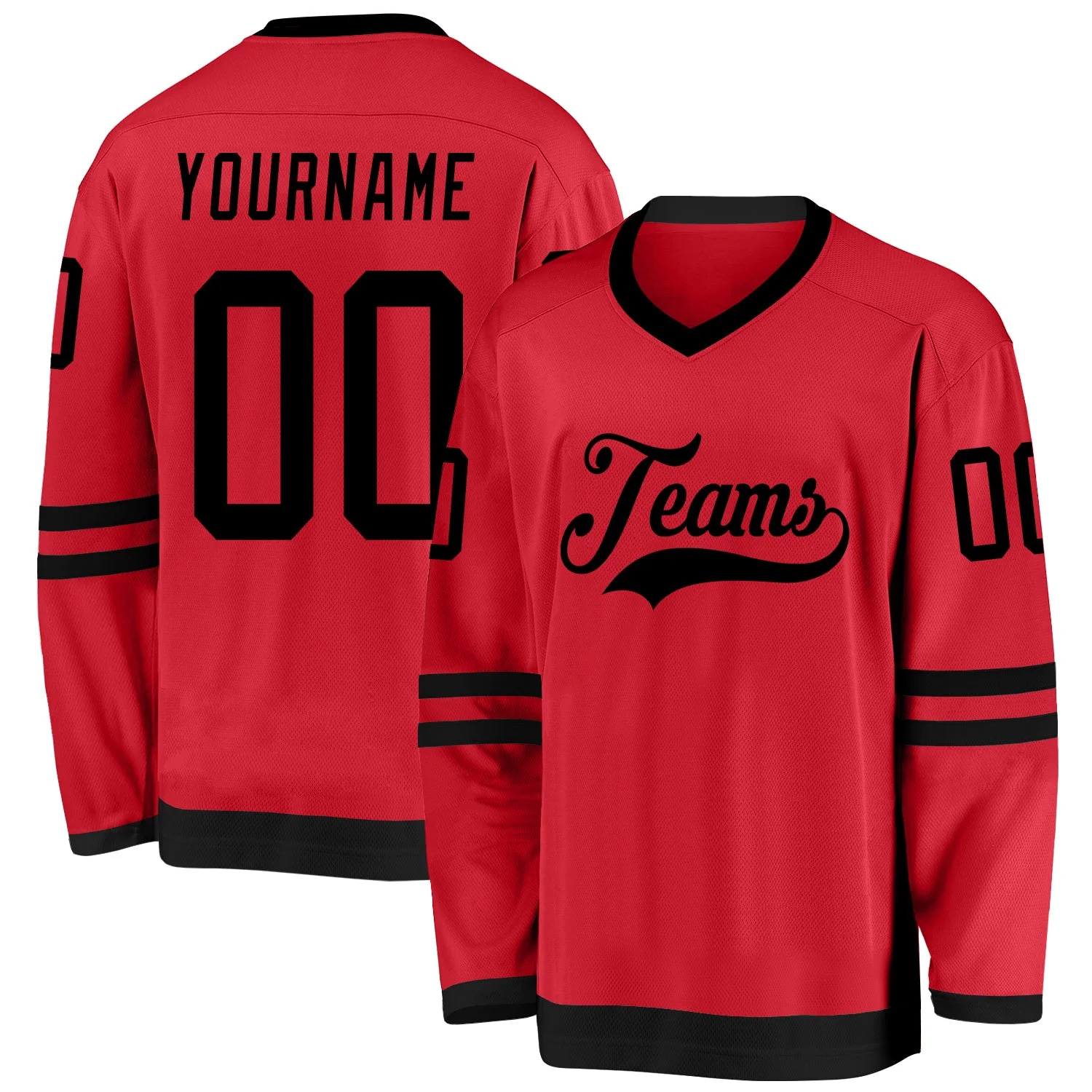 Stitched And Print Red Black Hockey Jersey Custom