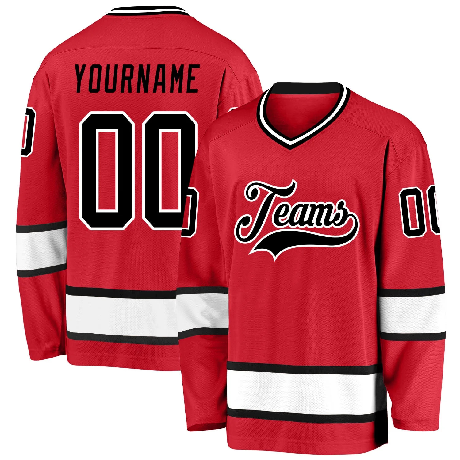 Stitched And Print Red Black-white Hockey Jersey Custom