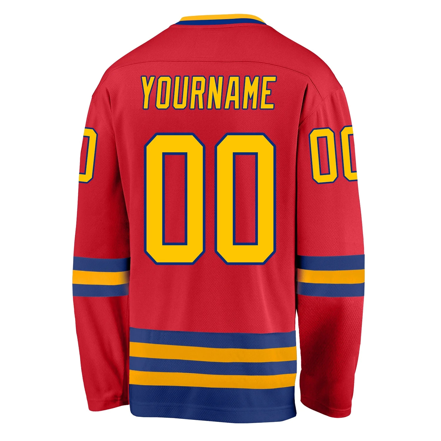 Inktee Store - Stitched And Print Red Gold-Royal Hockey Jersey Custom Image