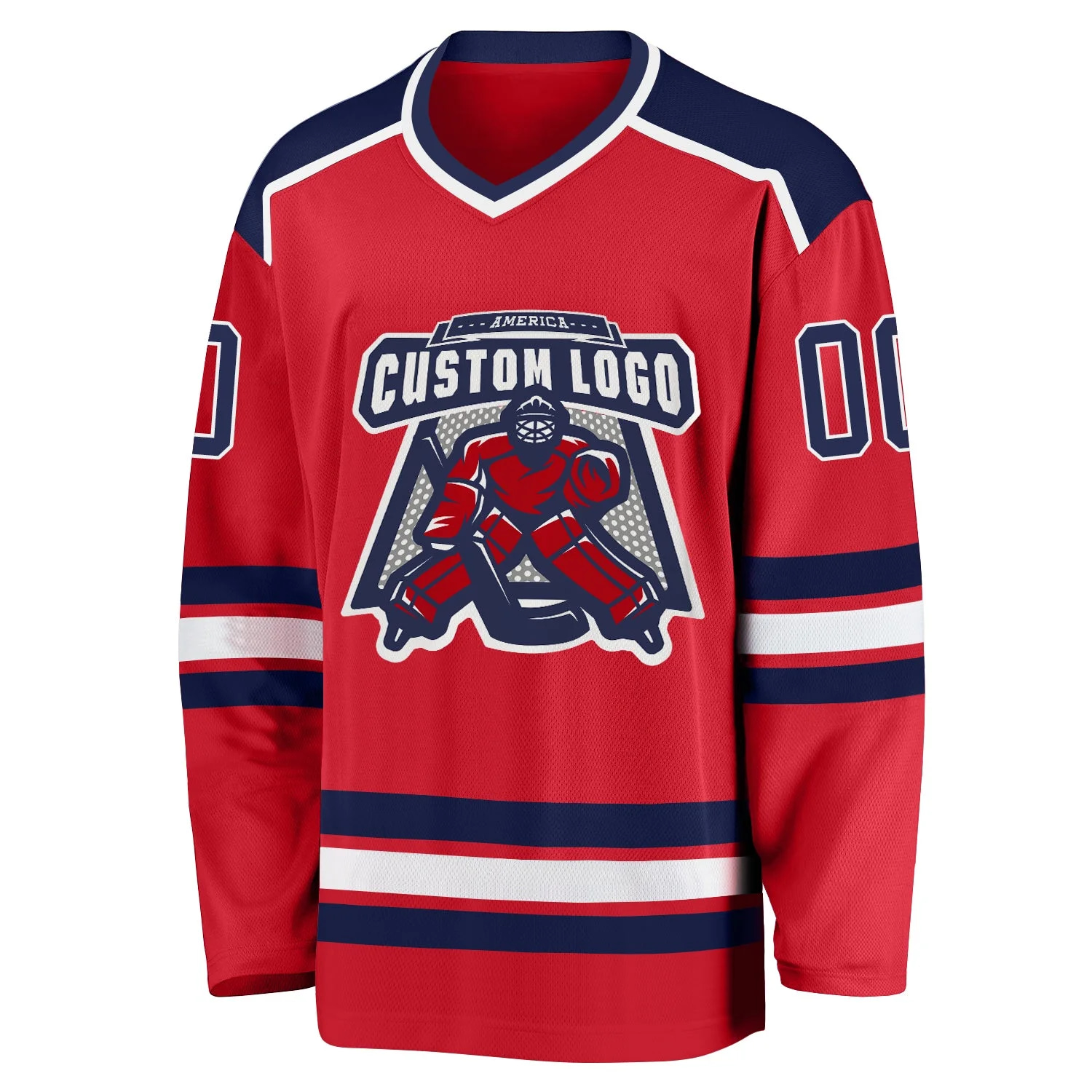 Inktee Store - Stitched And Print Red Navy-White Hockey Jersey Custom Image