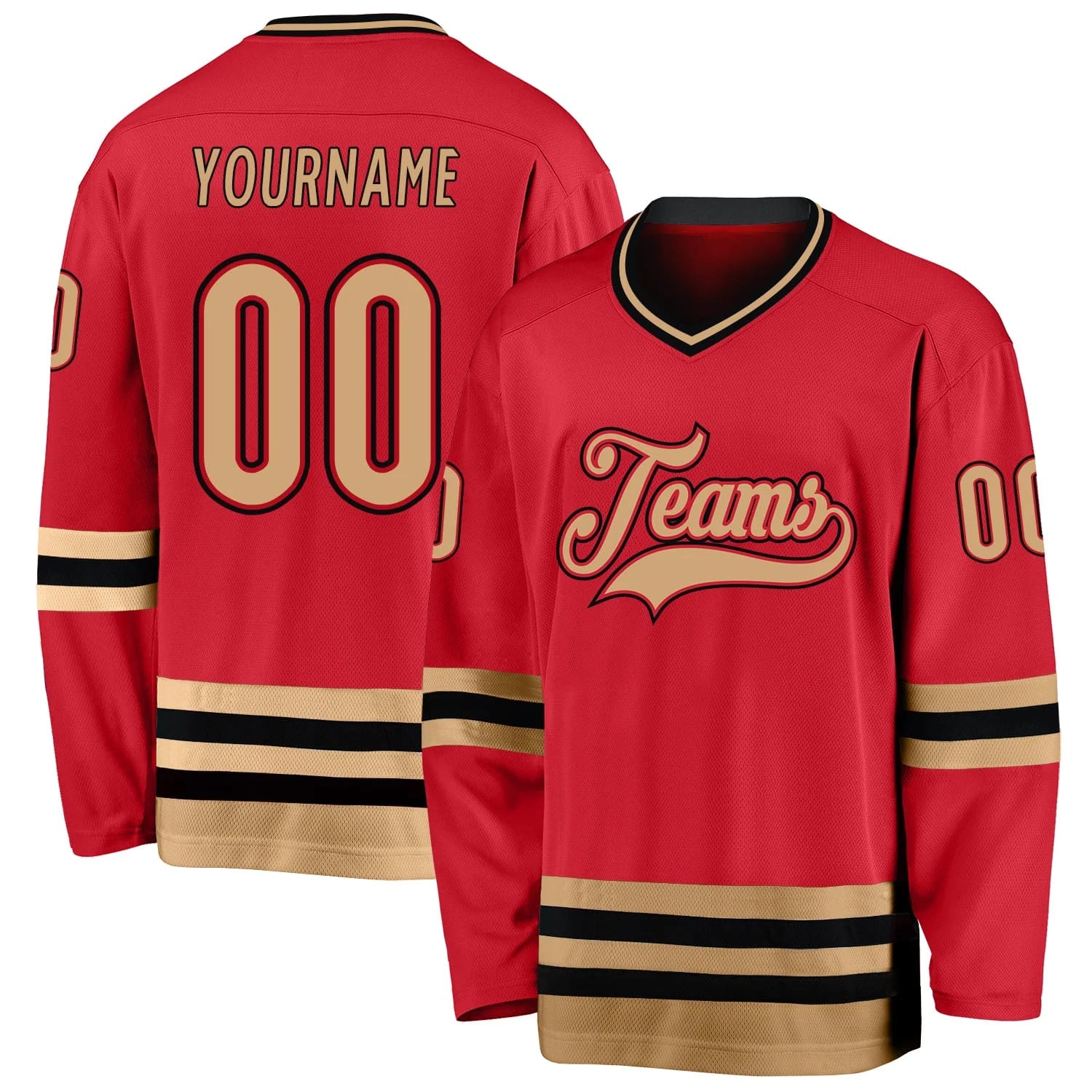 Stitched And Print Red Old Gold-black Hockey Jersey Custom