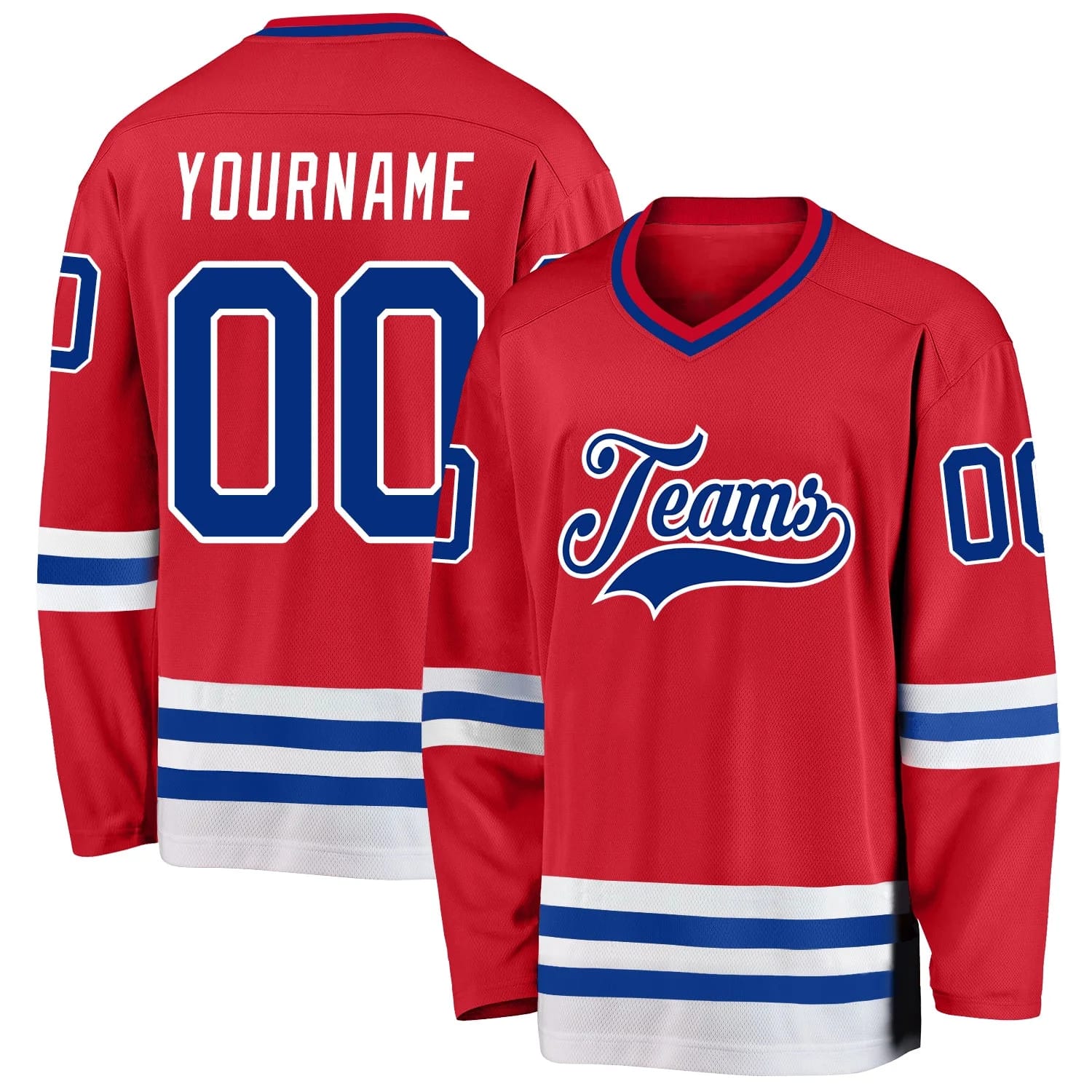 Stitched And Print Red Royal-white Hockey Jersey Custom