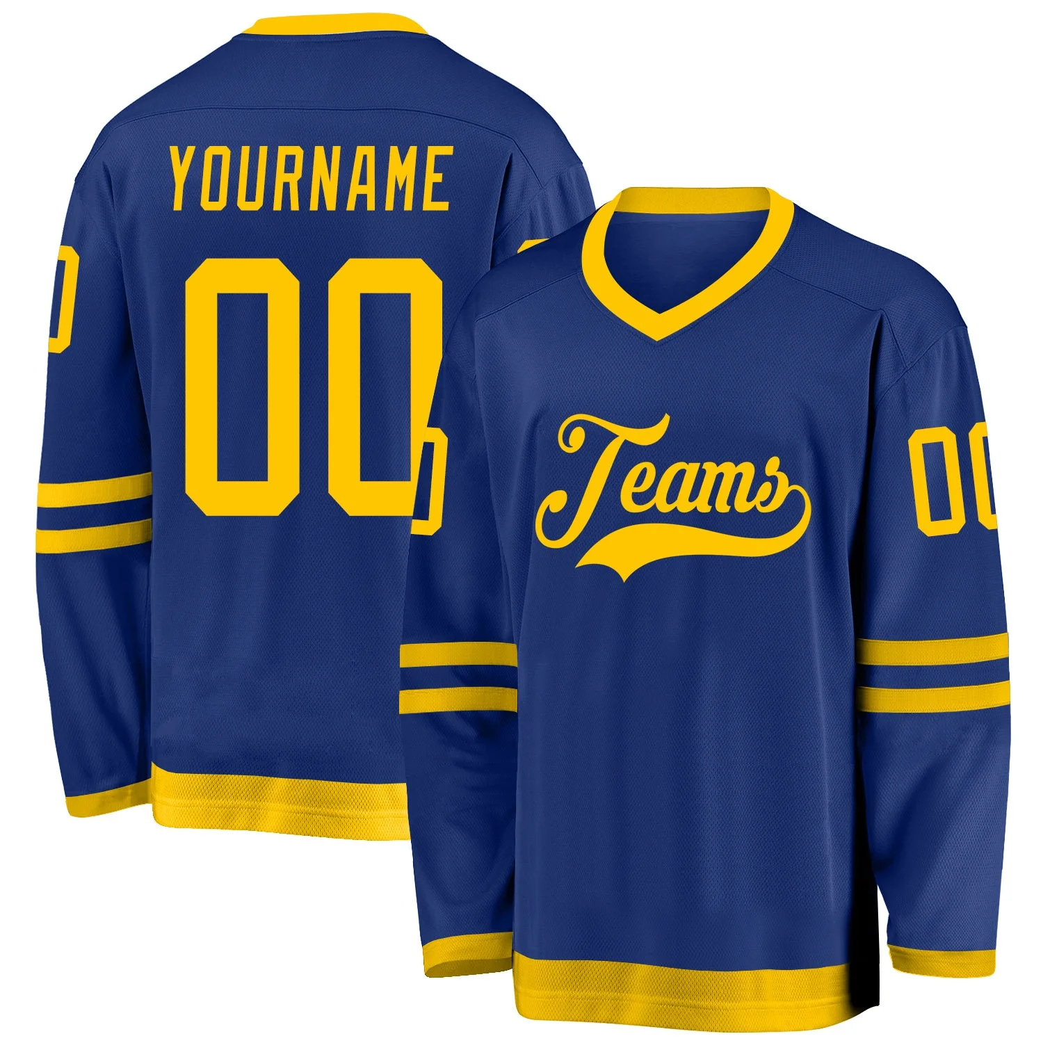 Stitched And Print Royal Gold Hockey Jersey Custom