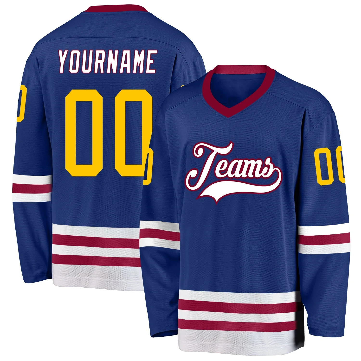 Stitched And Print Royal Gold-maroon Hockey Jersey Custom