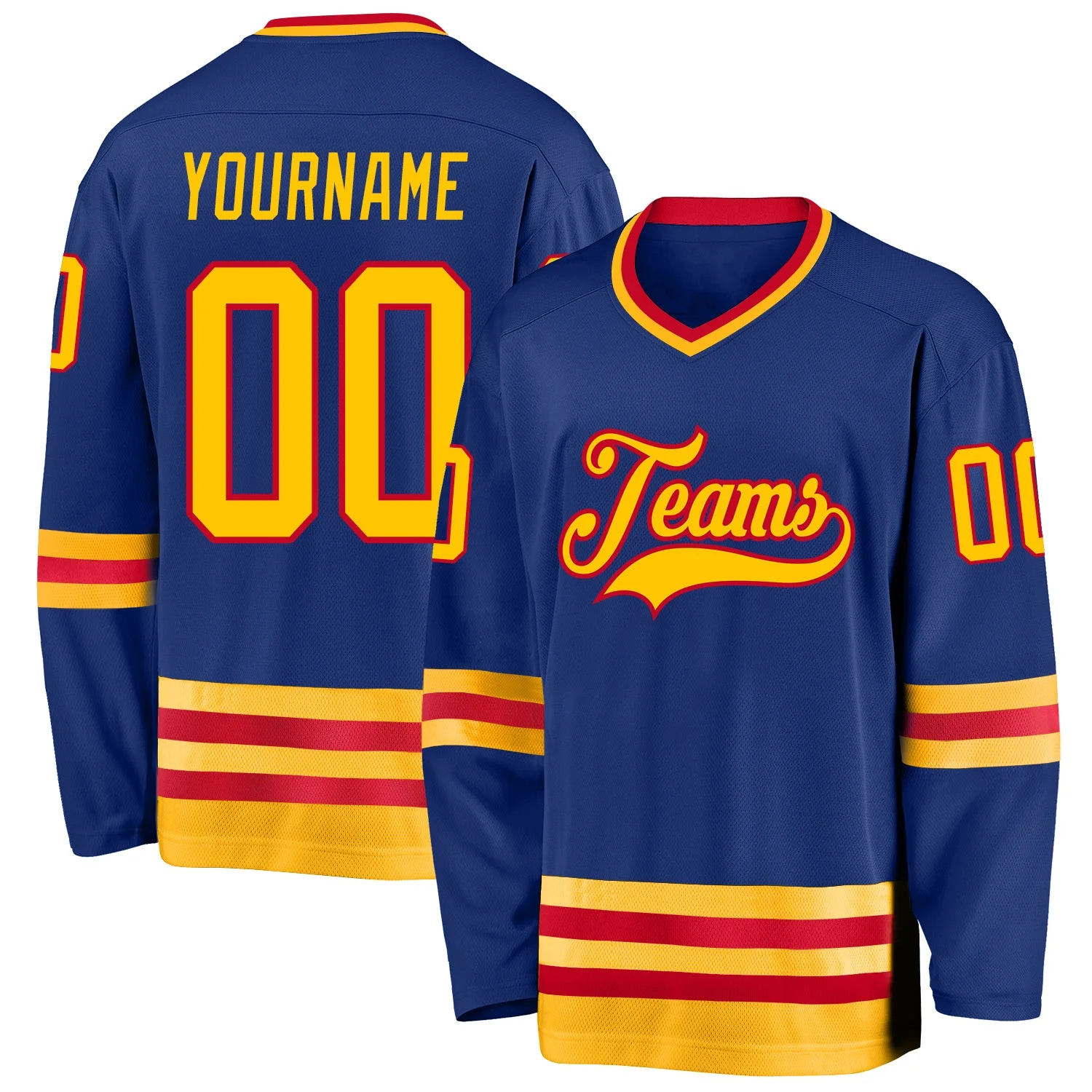 Stitched And Print Royal Gold-red Hockey Jersey Custom