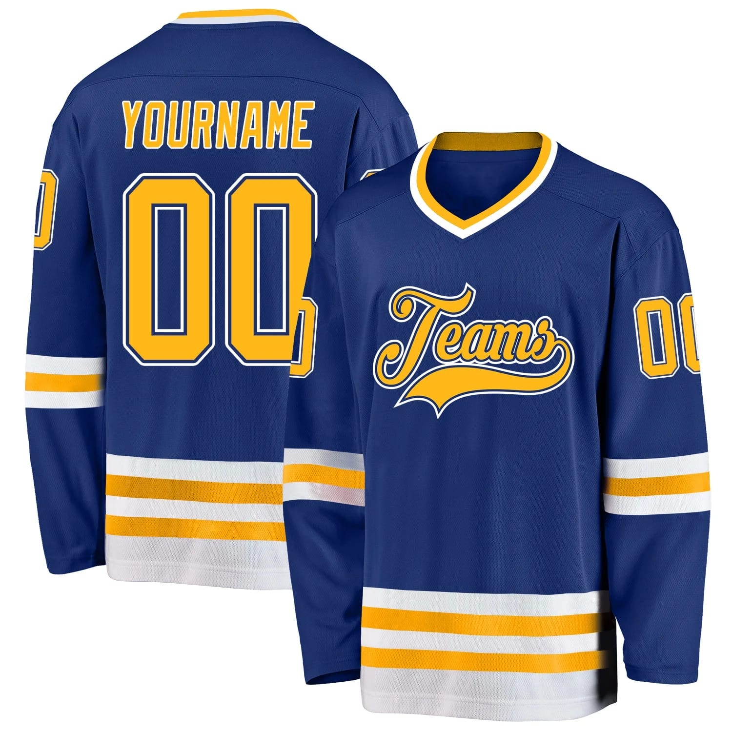 Stitched And Print Royal Gold-white Hockey Jersey Custom