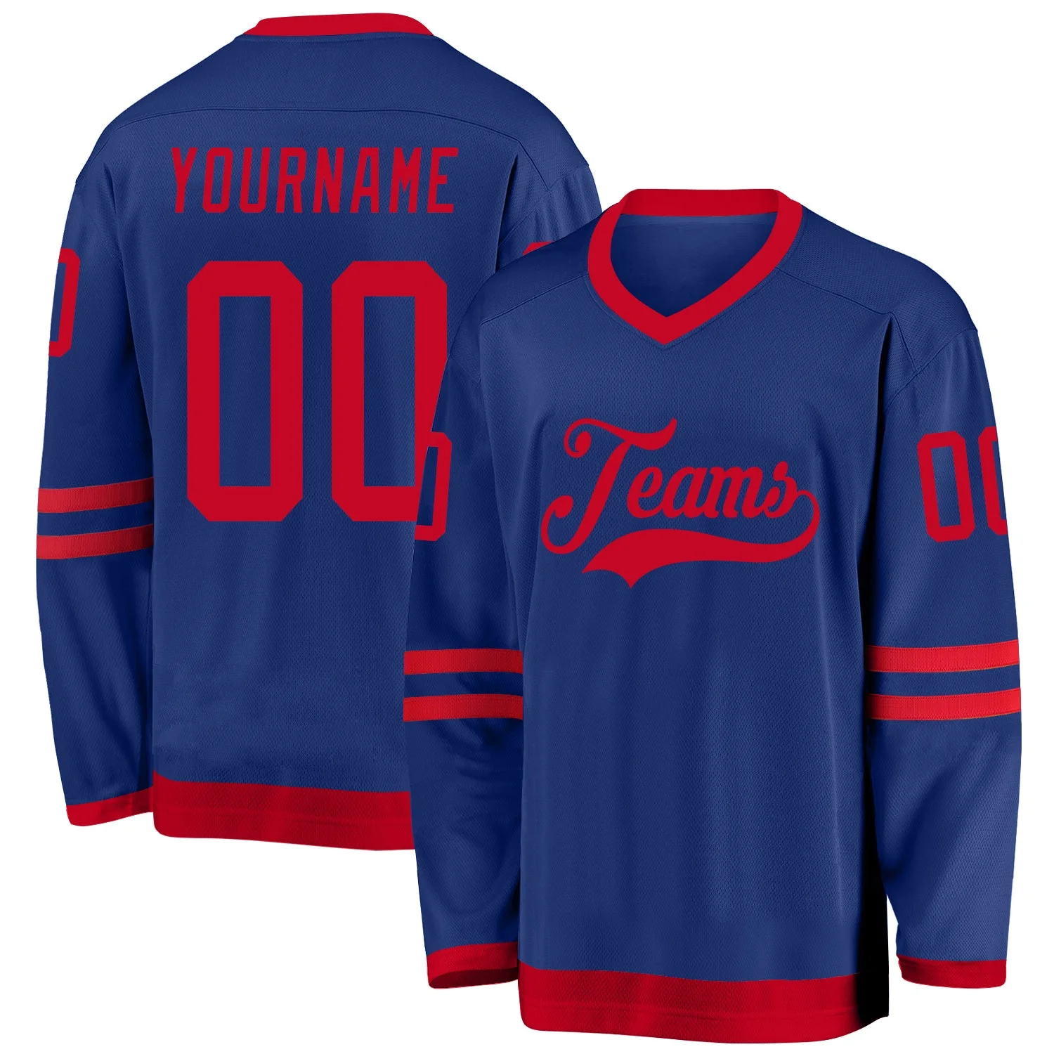 Stitched And Print Royal Red Hockey Jersey Custom