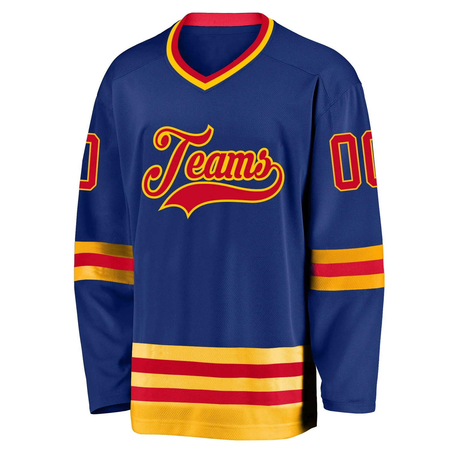 Inktee Store - Stitched And Print Royal Red-Gold Hockey Jersey Custom Image