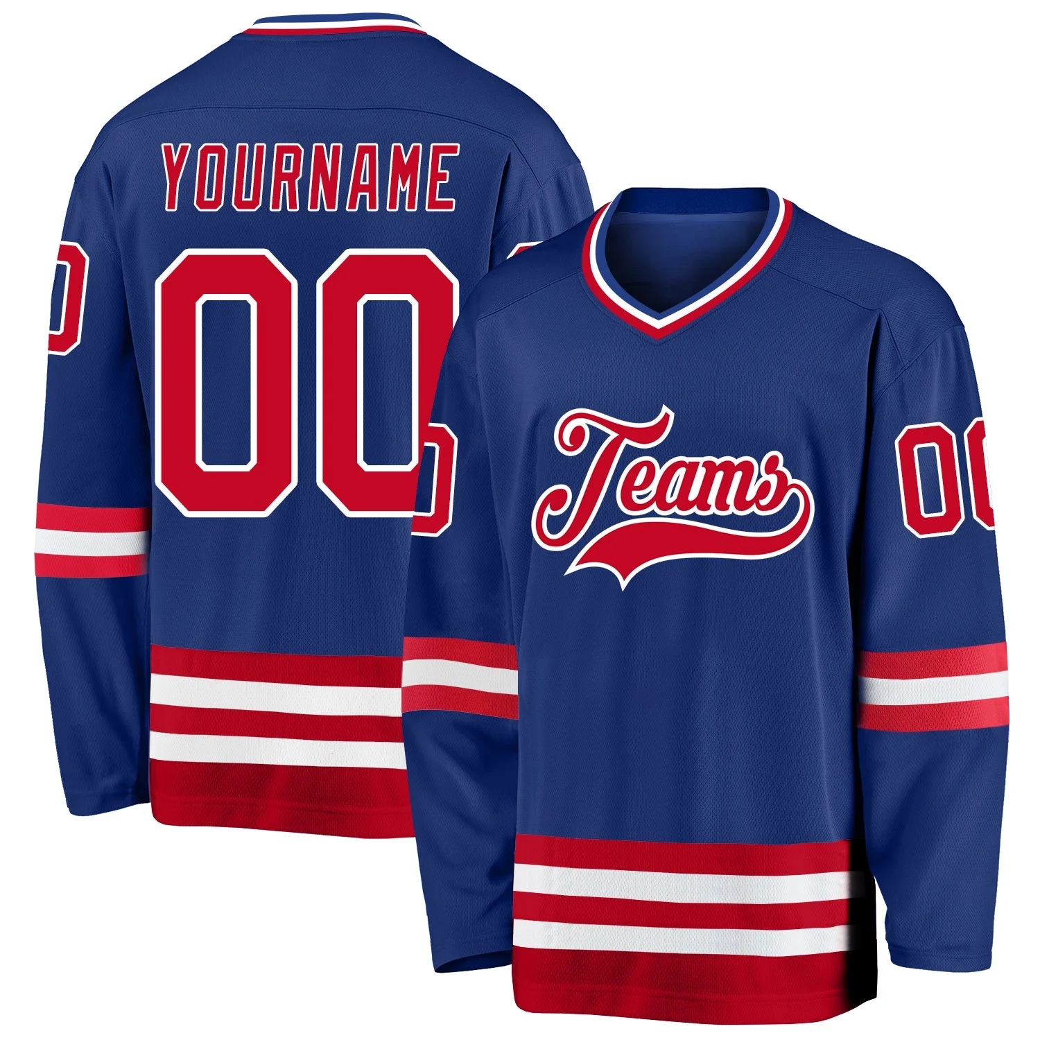 Stitched And Print Royal Red-white Hockey Jersey Custom