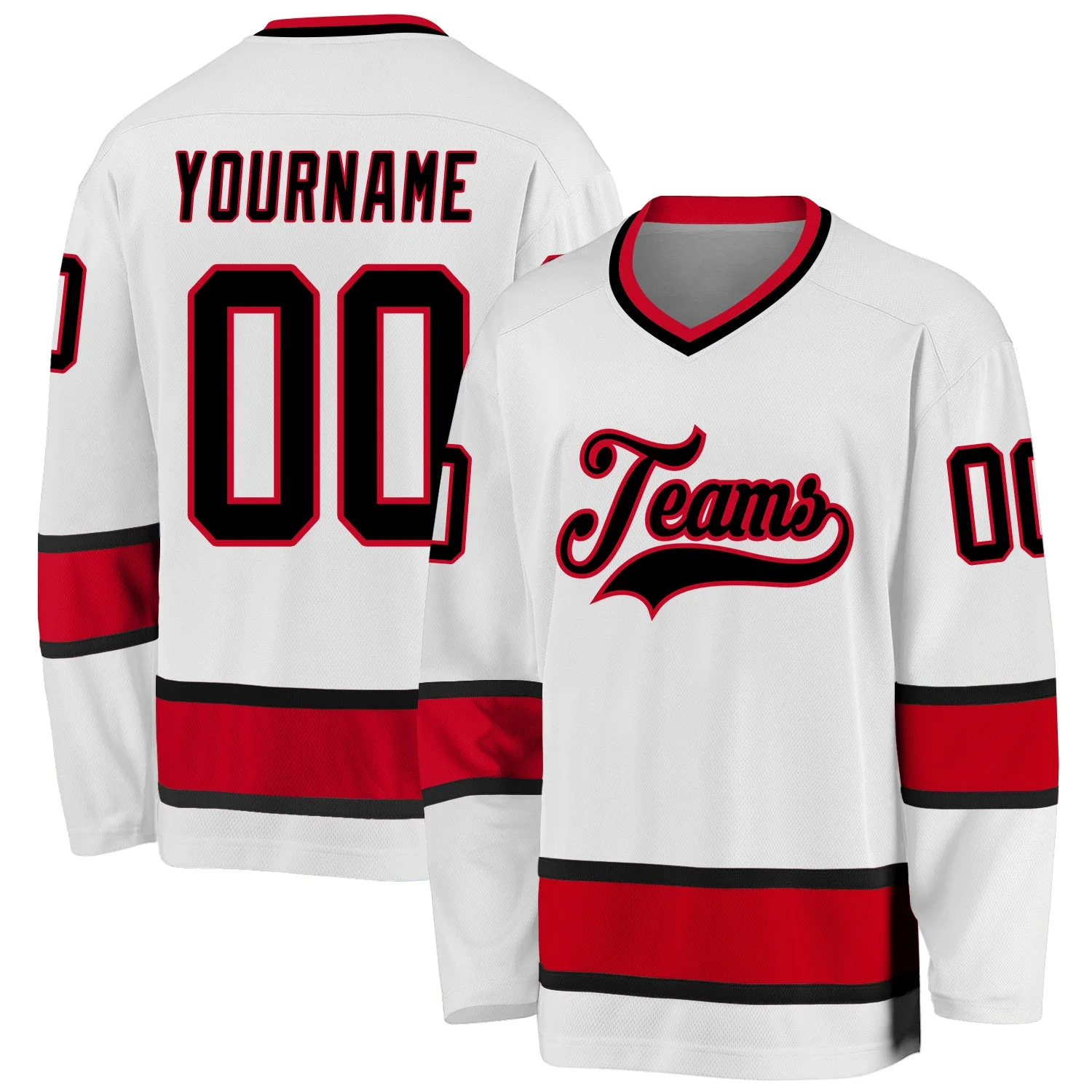 Stitched And Print White Black-red Hockey Jersey Custom