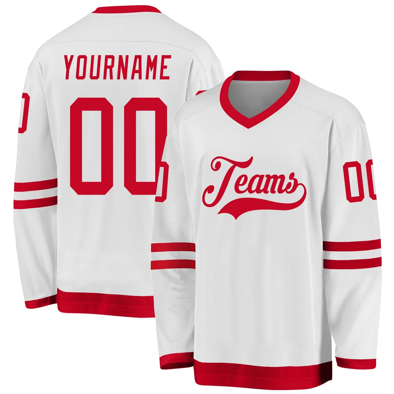 Stitched And Print White Red Hockey Jersey Custom
