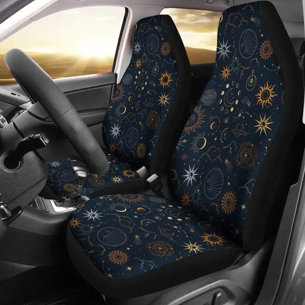 Sun And Moon Boho Universal Front Car Seat Covers