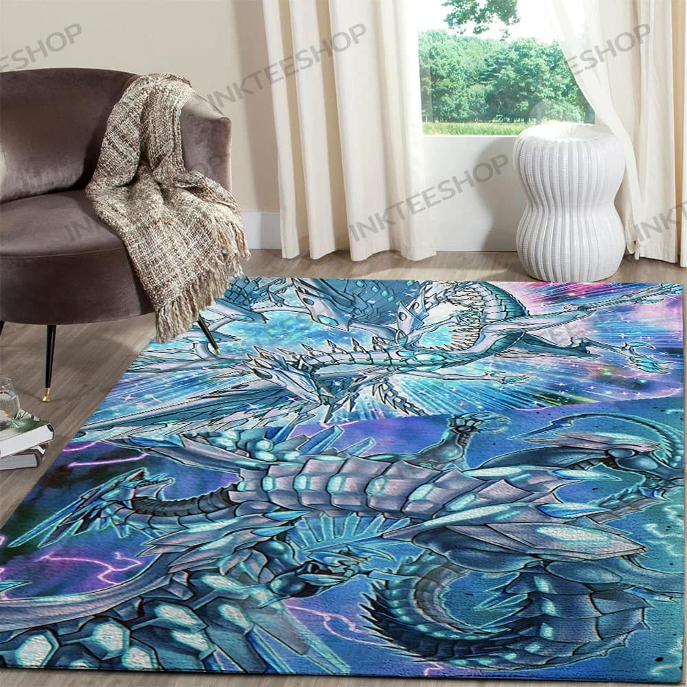 Inktee Store - Blue Eyes White Dragon Kitchen Living Room Rug Image
