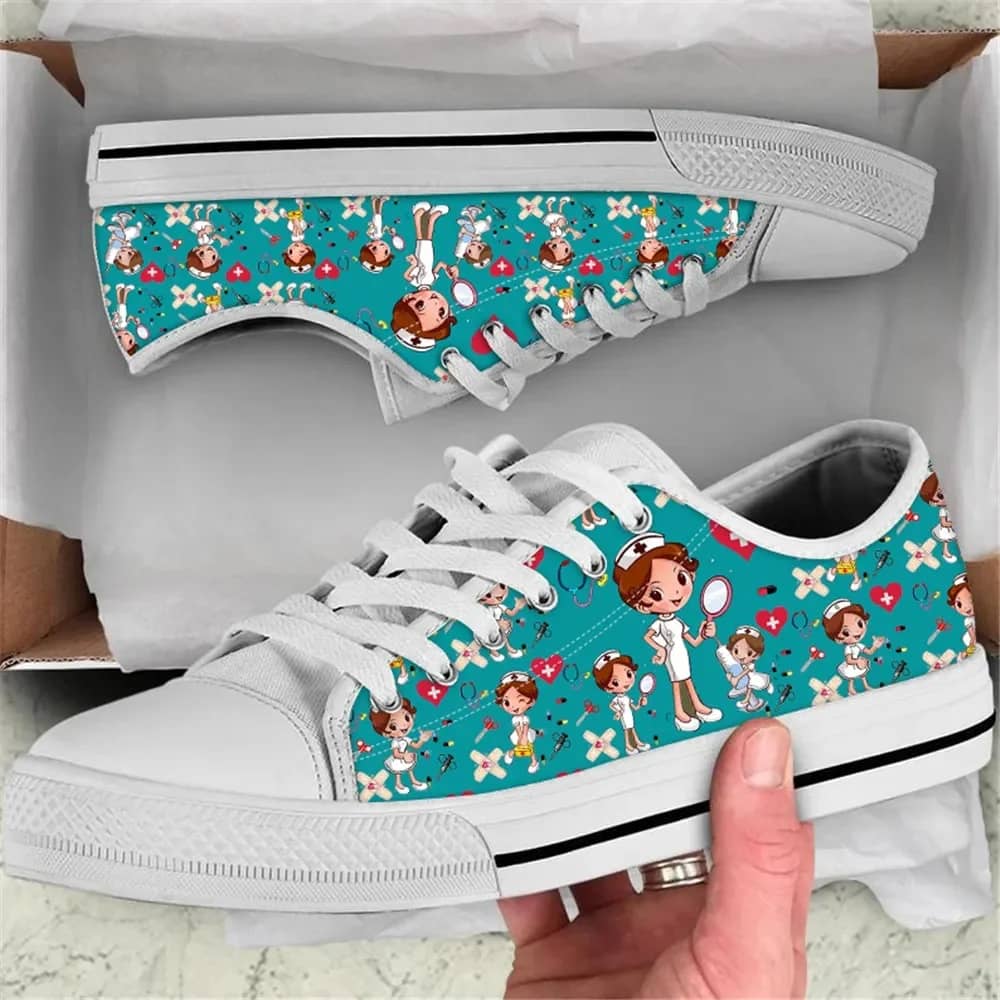 Cartoon Nurse Printing Style 4 Custom Amazon Low Top Shoes