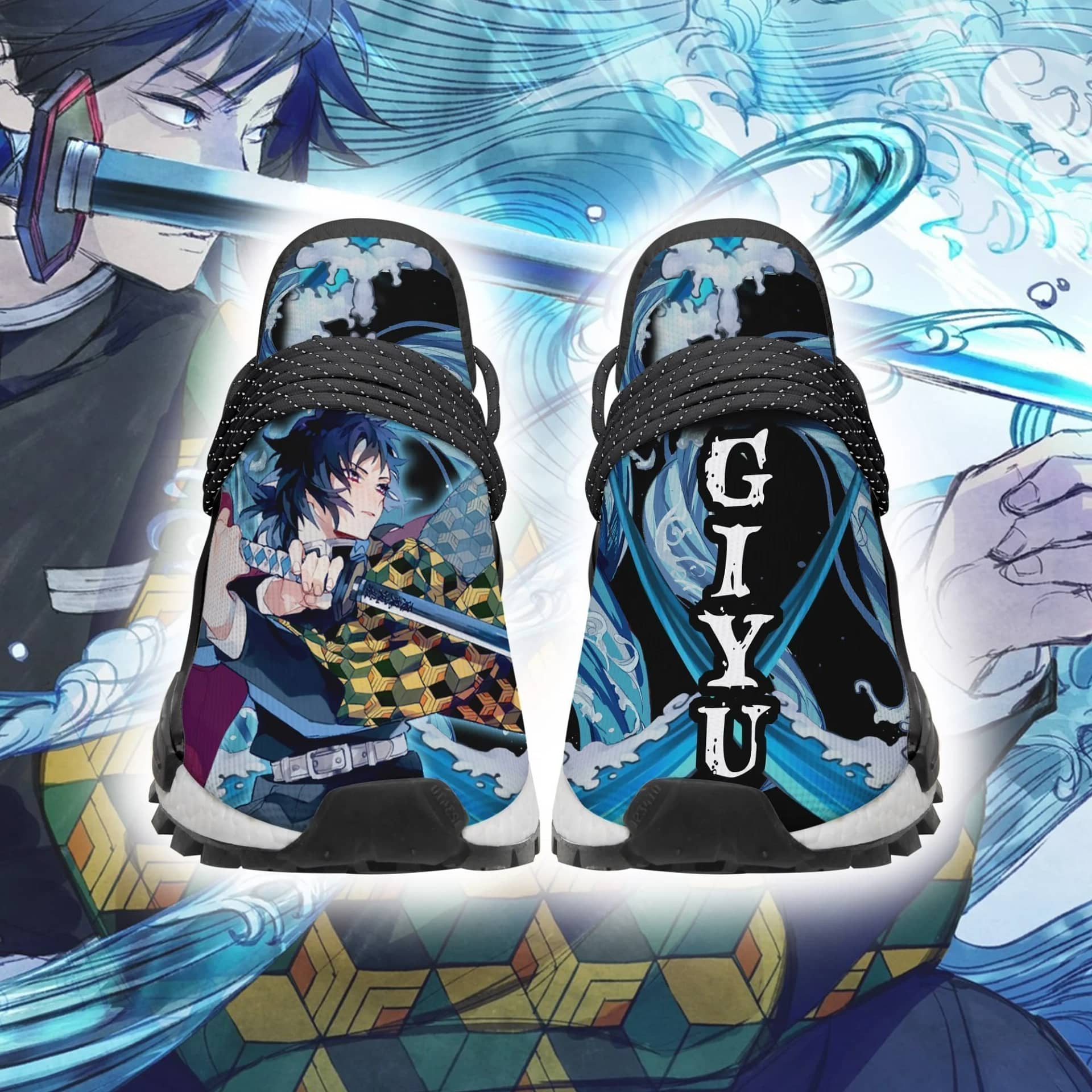 Demon Slayer Giyu Water Breathing Anime Custom NMD Human Shoes