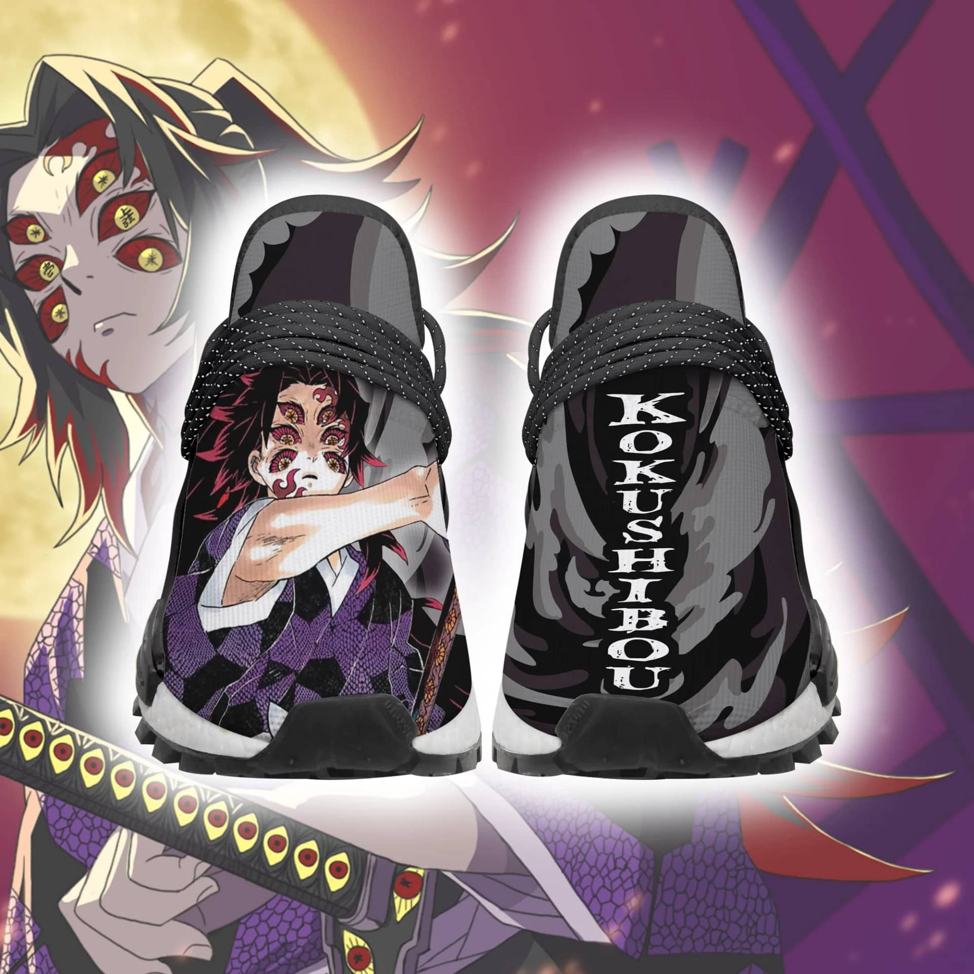 Demon Slayer Kokushibou Skill Anime Custom NMD Human Shoes