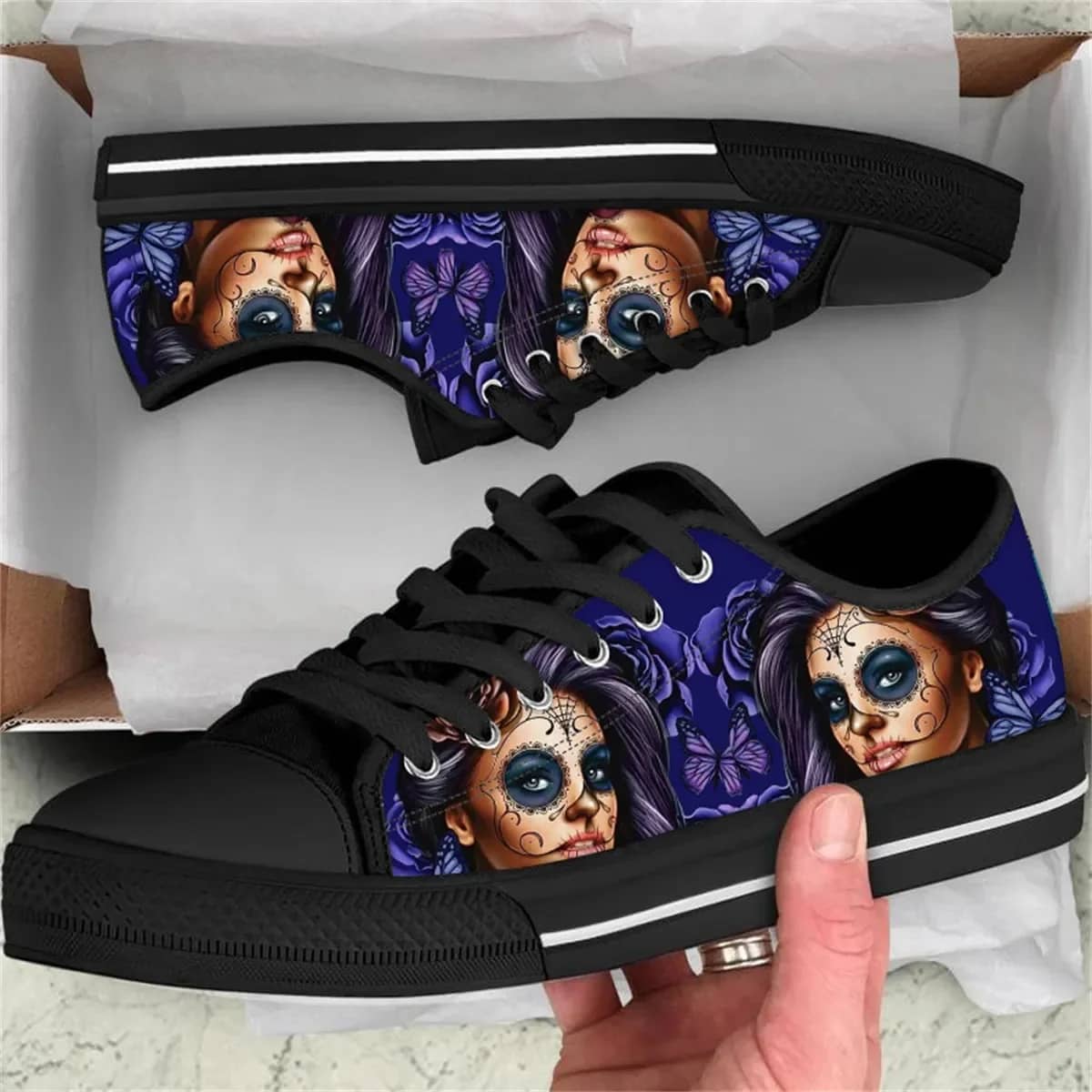 Fall Skull Day Of The Dead Style 1 Custom Amazon Low Top Shoes