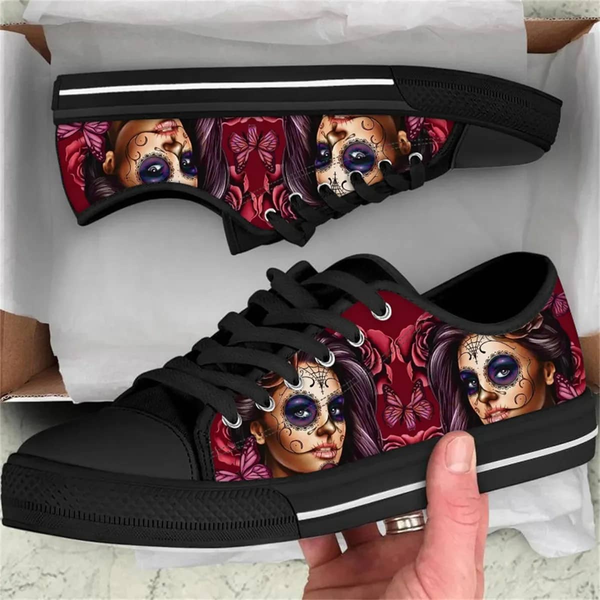 Fall Skull Day Of The Dead Style 3 Custom Amazon Low Top Shoes