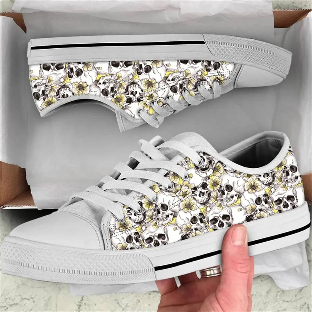 Floral Skull Style 1 Custom Amazon Low Top Shoes