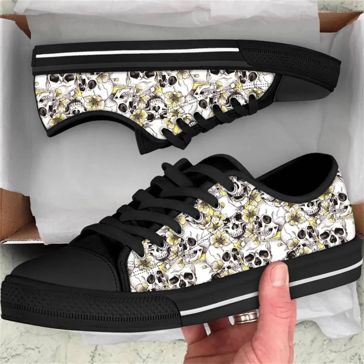 Floral Skull Style 2 Custom Amazon Low Top Shoes