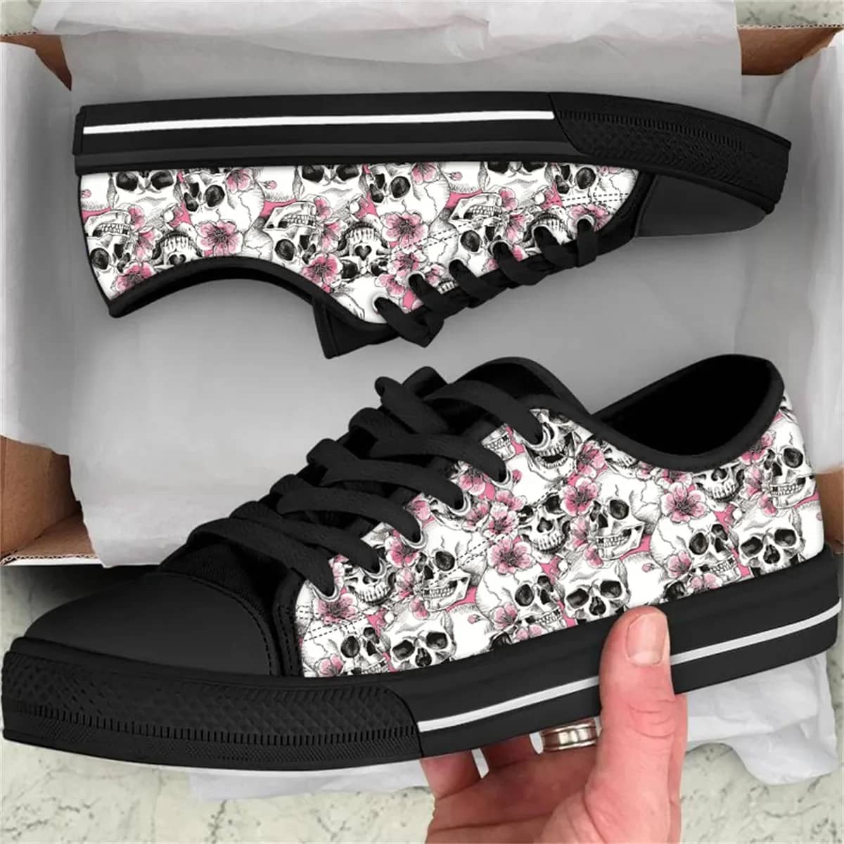 Floral Skull Style 3 Custom Amazon Low Top Shoes