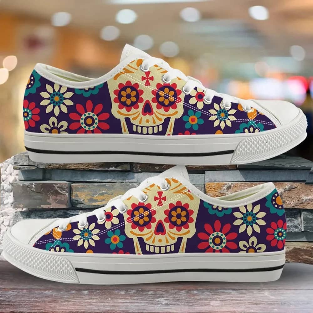 Horror Skull Floral Print Style 4 Custom Amazon Low Top Shoes