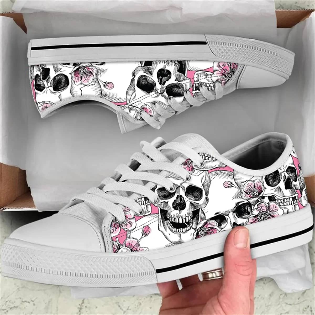 Horror Skull Print Style 2 Custom Amazon Low Top Shoes
