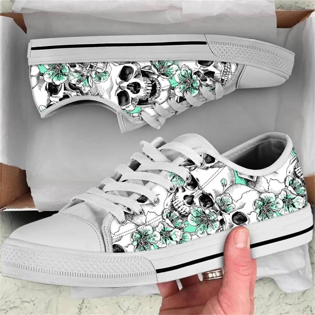 Horror Skull Print Style 3 Custom Amazon Low Top Shoes