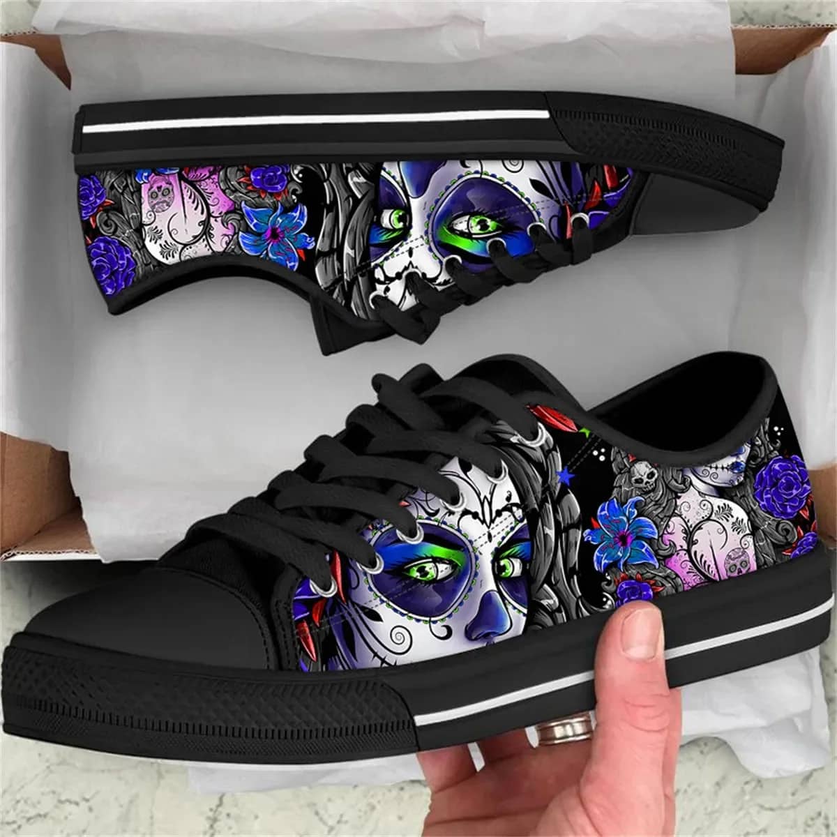 Horror Skull Rose Style 2 Custom Amazon Low Top Shoes