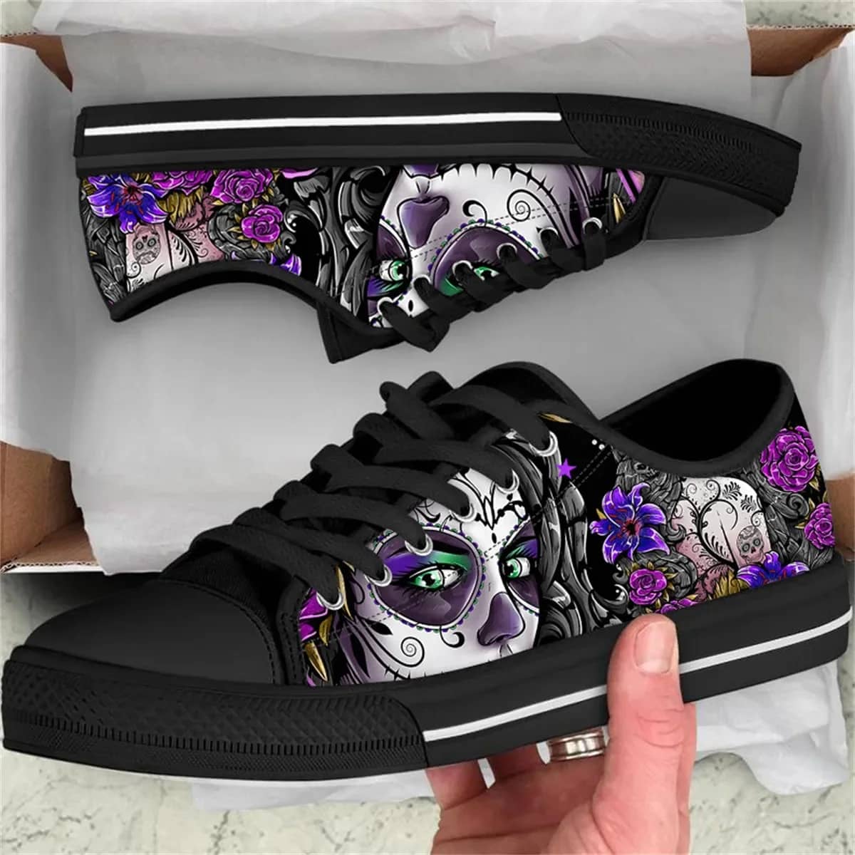 Horror Skull Rose Style 3 Custom Amazon Low Top Shoes