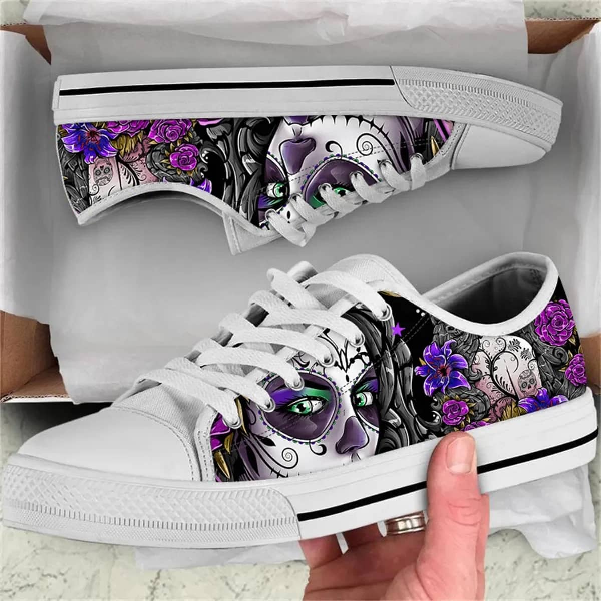 Horror Skull Rose Style 4 Custom Amazon Low Top Shoes